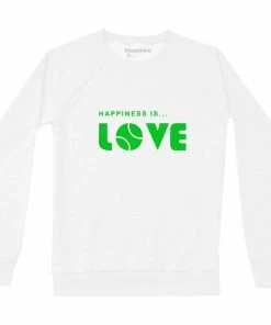 Happiness Is... Women's Tennis Love Sweatshirt - White/Green