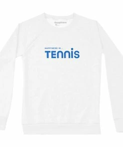 Happiness Is... Women's Tennis Sweatshirt - White/Blue