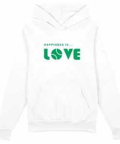 Happiness Is... Happines Is...Women's Tennis Love Hoodie - White/Green
